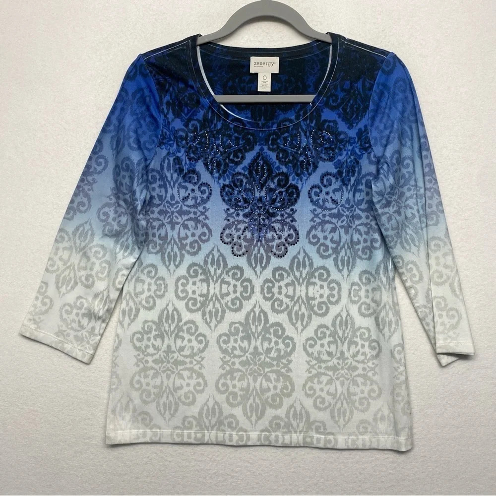 Zenergy Chico’s Blue Blouse 0 / XS‎ Printed